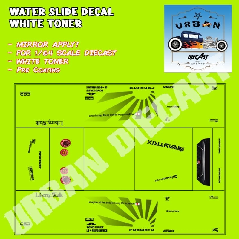 Hot wheels decal white toner R35 LBWK japan sun black