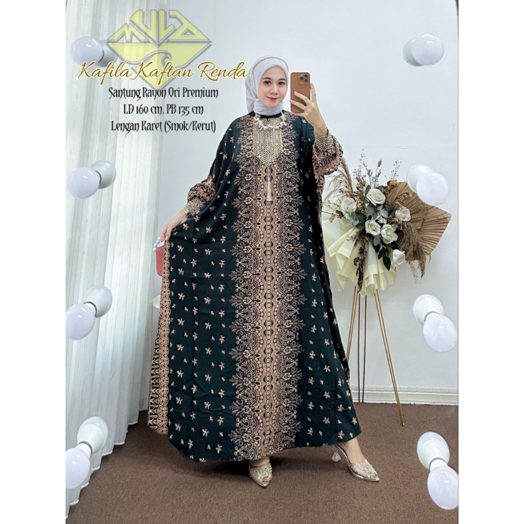 NEW GROSIR Kafila Kaftan Wanita Renda MOTIF Jumbo LD 160cm/ Baju Kelelawar