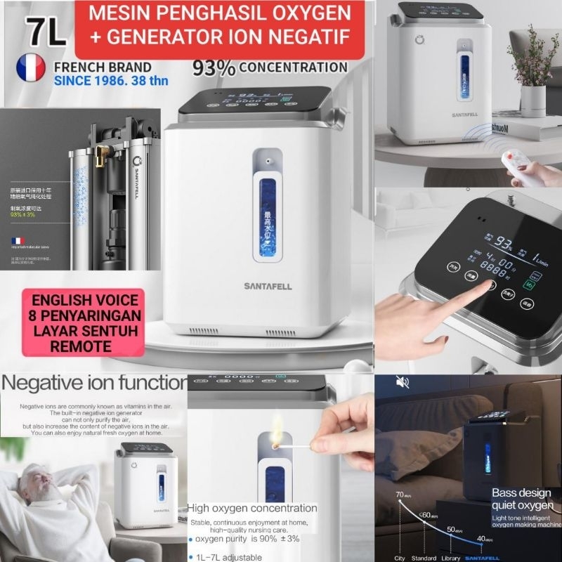 SANTAFELL OXYGEN CONCENTRATOR + NEGATIF ION GENERATOR  MESIN PENGHASIL OXIGEN THERAPY HOMECARE