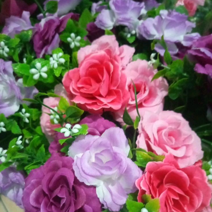 bunga mawar plastik artificial besar x7