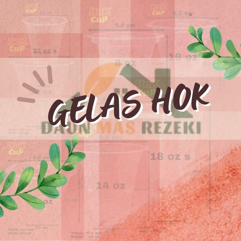 GELAS/CUP PLASTIK BENING MEREK HOK [8oz, 10oz, 12oz, 14oz, 16oz]