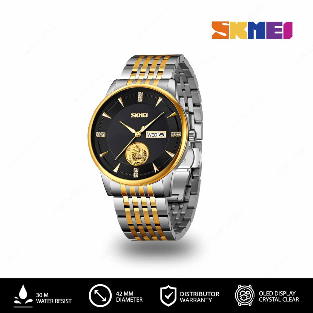 SKMEI 9309 Original Jam Tangan Pria Analog Stainless Steel Jam Tangan Tahan Air