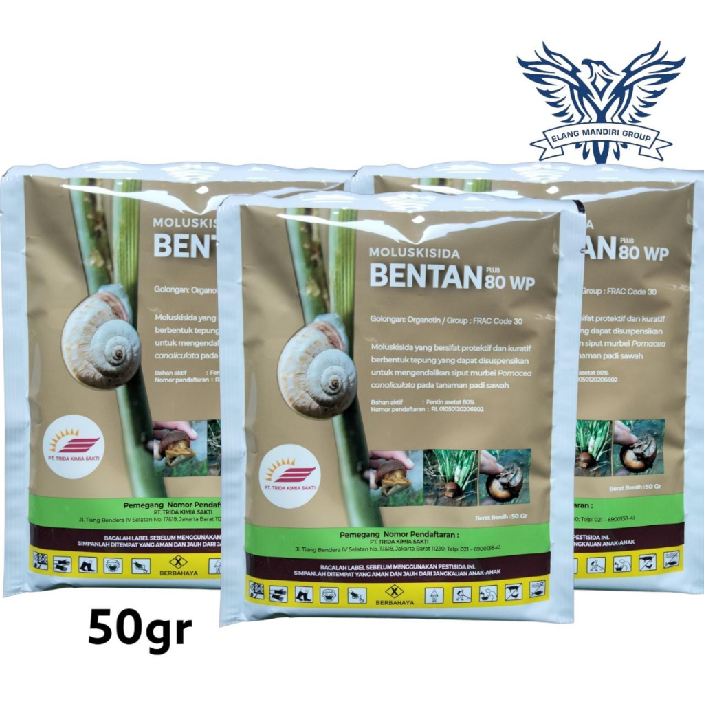 Bentan 80WP Coklat 50gr Moluskisida Fentin Asetat 80% Racun Keong Sawah Trida Kimia Sakti Anti Keong