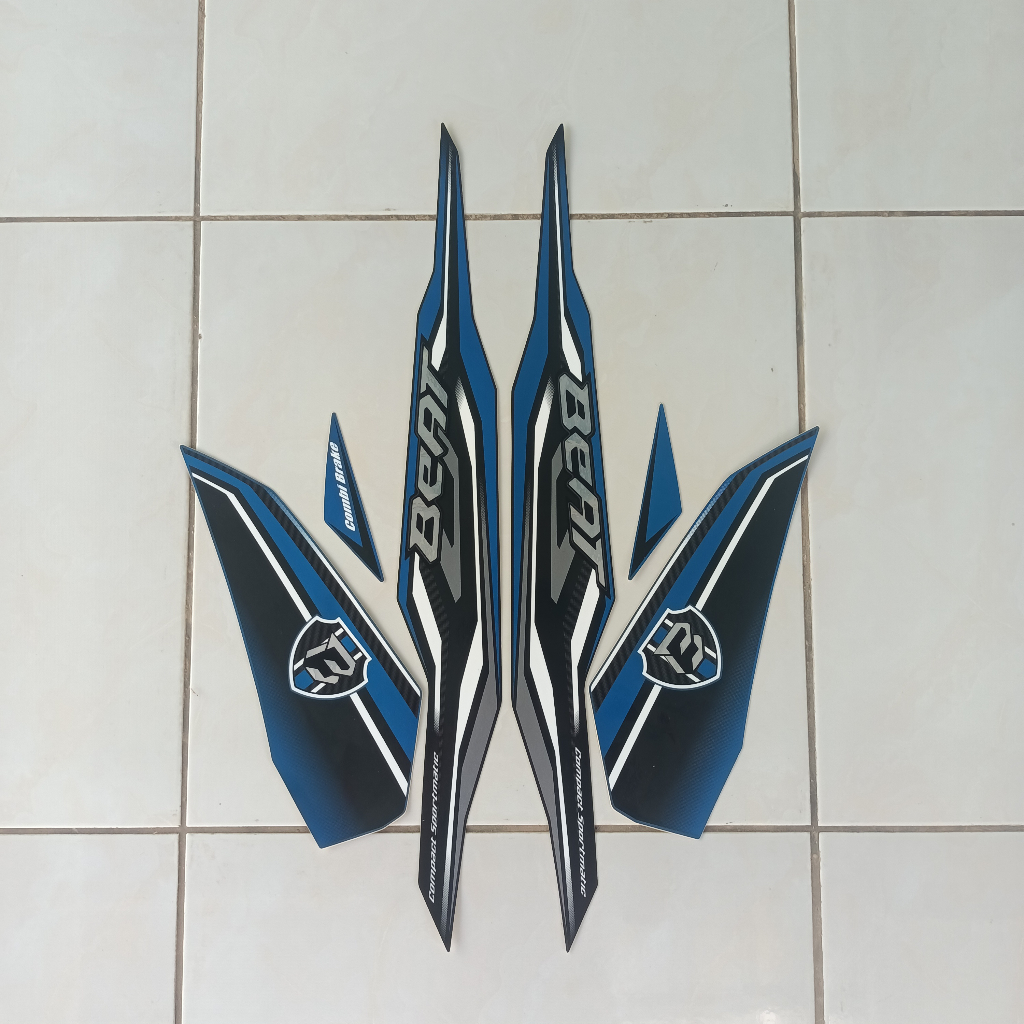 stiker striping honda beat fi esp 2019 biru hitam lis body standar original