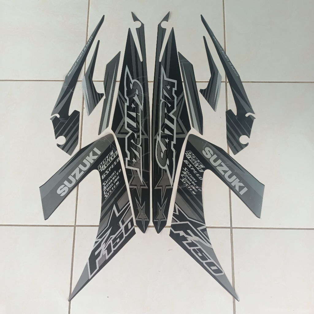 stiker striping suzuki satria fu 150 2014 hitam facelift lis body original