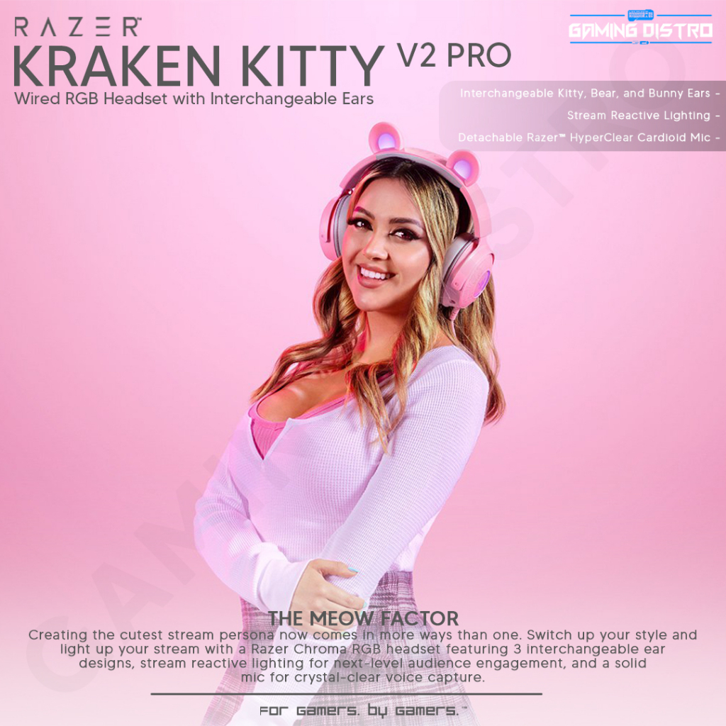 Headset Gaming Razer Kraken Hello Kitty V2 Pro Quartz