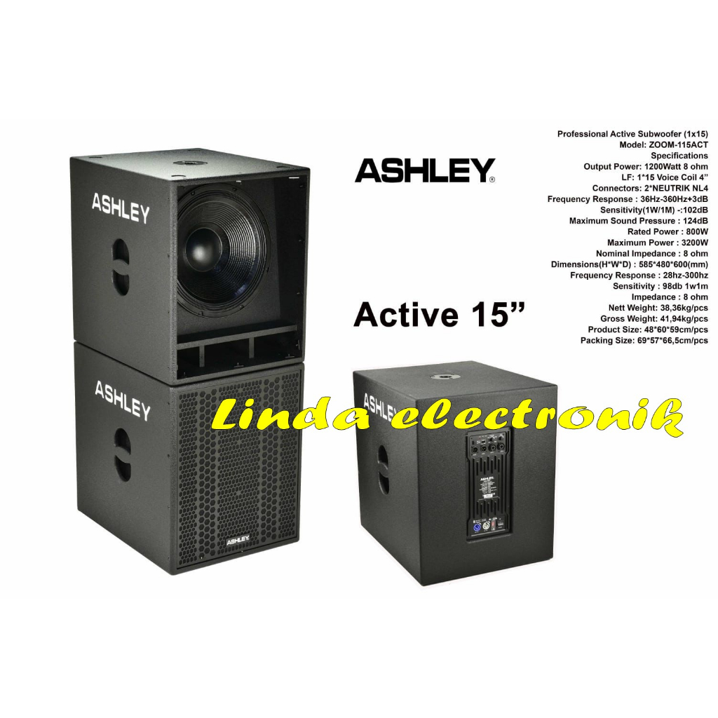 subwoofer aktif ashley zoom 115 act zoom115 act 15 inch 1 buah