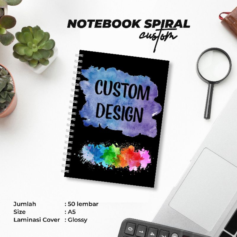 

CUSTOM NOTEBOOK SPIRAL A5 ISI 50 LEMBAR COVER GLOSSY PUTIH POLOS HVS 70 GSM BUKU HARIAN JOURNAL