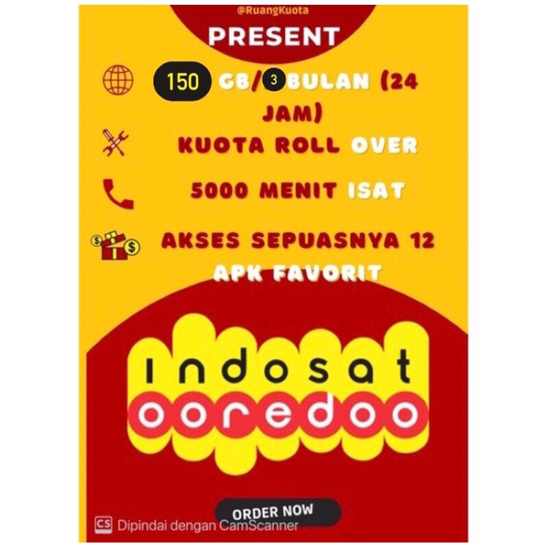 PERDANA PAKET KUOTA INDOSAT 150GB 3 BULAN FULL KUOTA 24 HOUR MURAHH