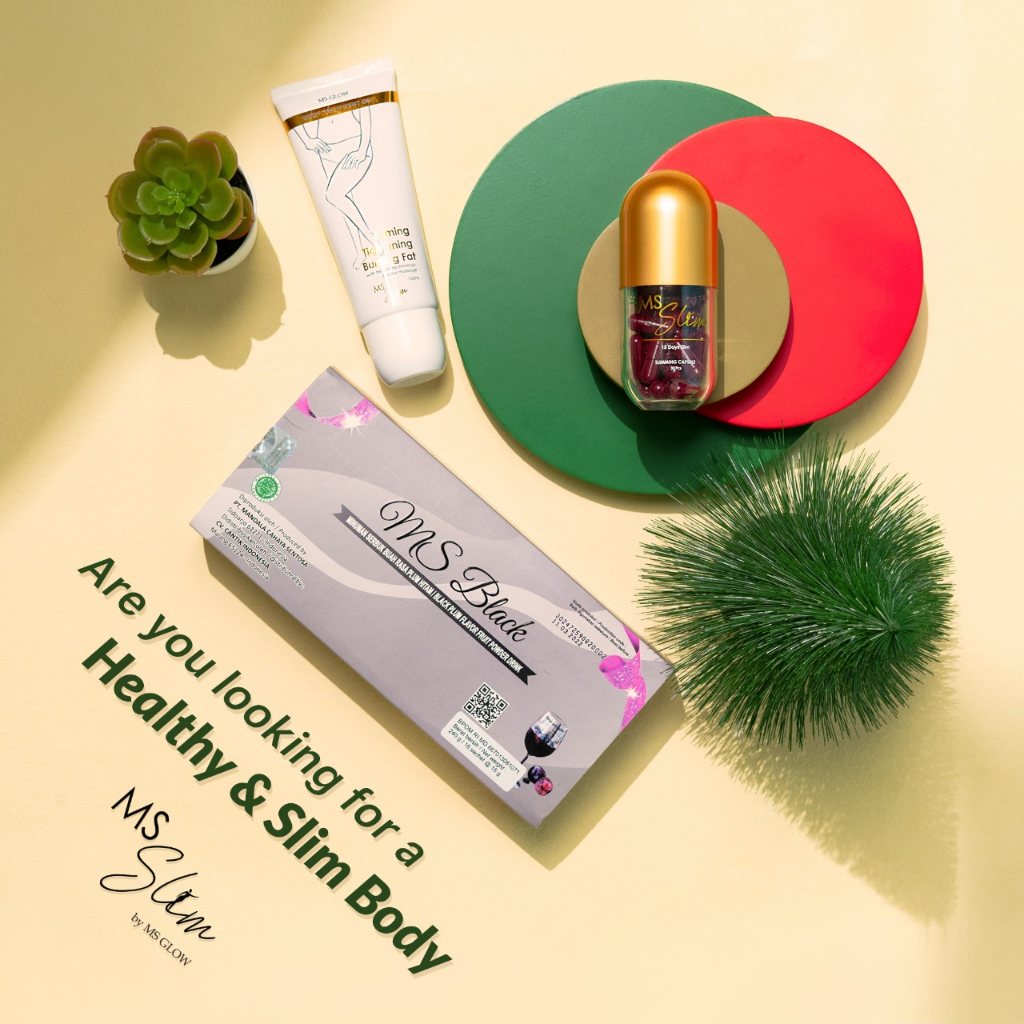 MS Glow MS Slim MS Black Slimming Drink Minuman Serbuk Pelangsing Tubuh Rasa Buah Plum Hitam