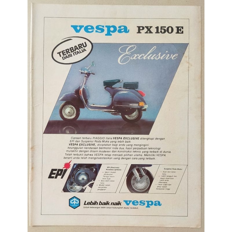 Iklan jadul Vespa PX 150 E Exclusive - original dari majalah lama thn 1983