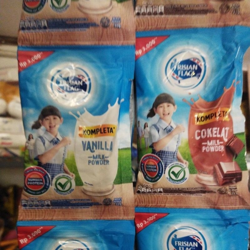 

Frisian Flag Kompleta susu bubuk putih vanila dan cokelat sachet
