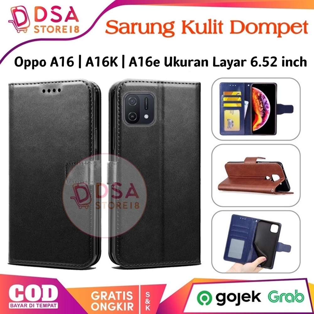 Case Oppo A16 / Casing Oppo A16E / A16K Leather Case Flip Cover Dompet Hp Casing Kulit