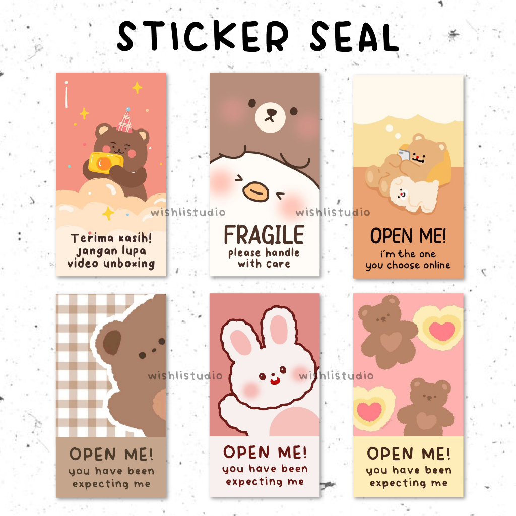 

[ISI 12PC] STICKER SEGEL BOX / STIKER LABEL PAKET / CUTE PACKAGING / SEAL STICKER
