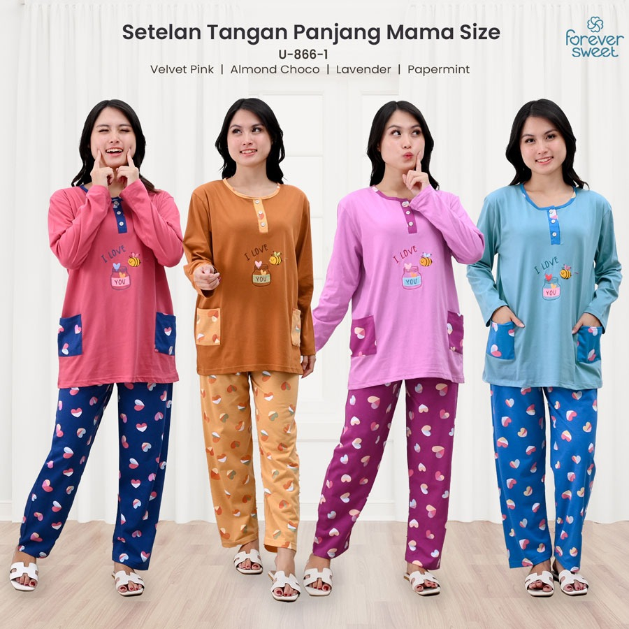 TERMURAH FOREVER SWEET Concept Setelan Baju Tidur Babydoll Piyama PP Mama Size