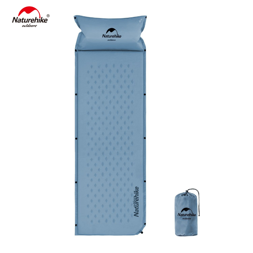 Matras Self Inflate Single Naturehike NH15Q002-D Sleeping Pad Dengan Bantal Matras Camping Spon Lipa