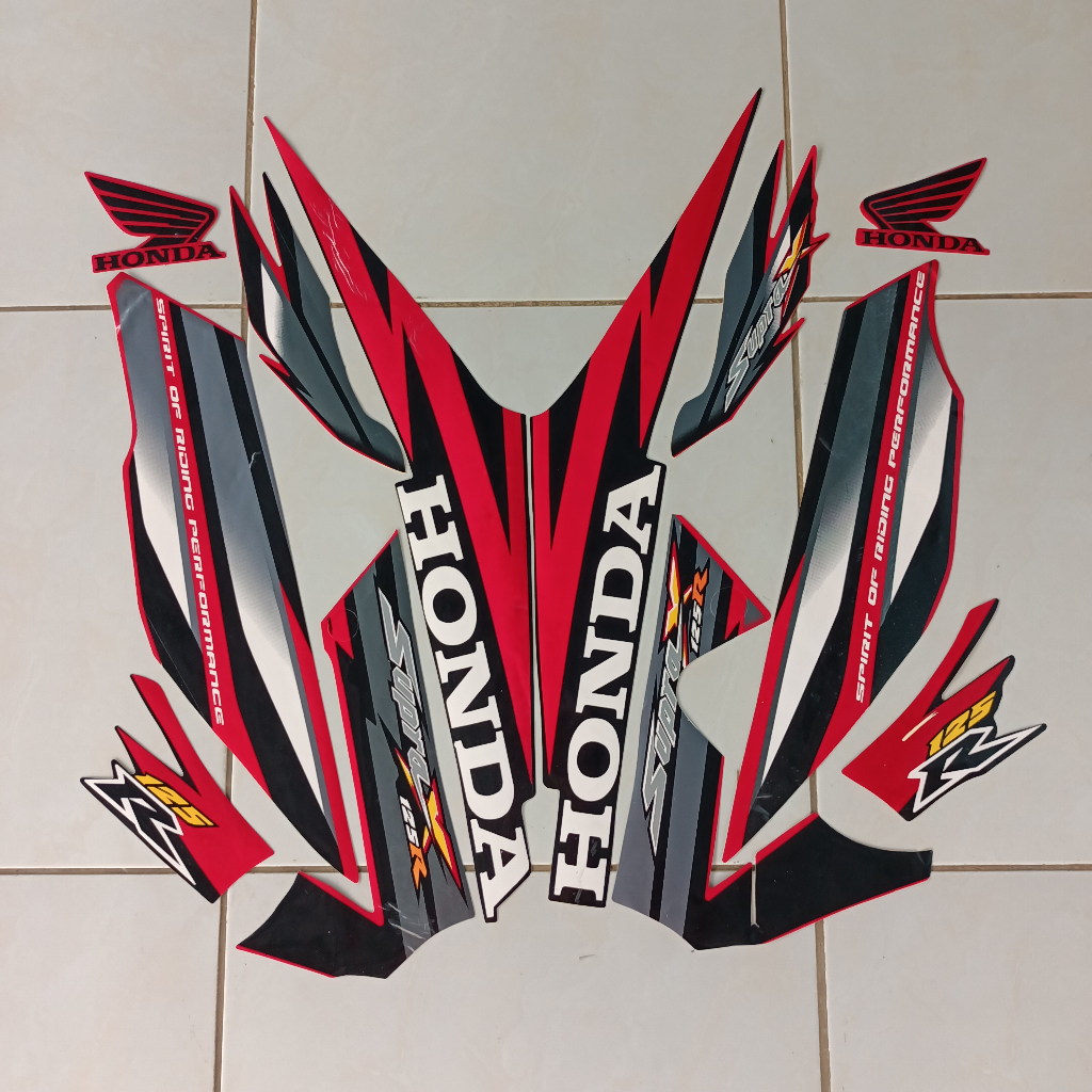 stiker striping honda supra x 125 r 2006 hitam merah lis body original