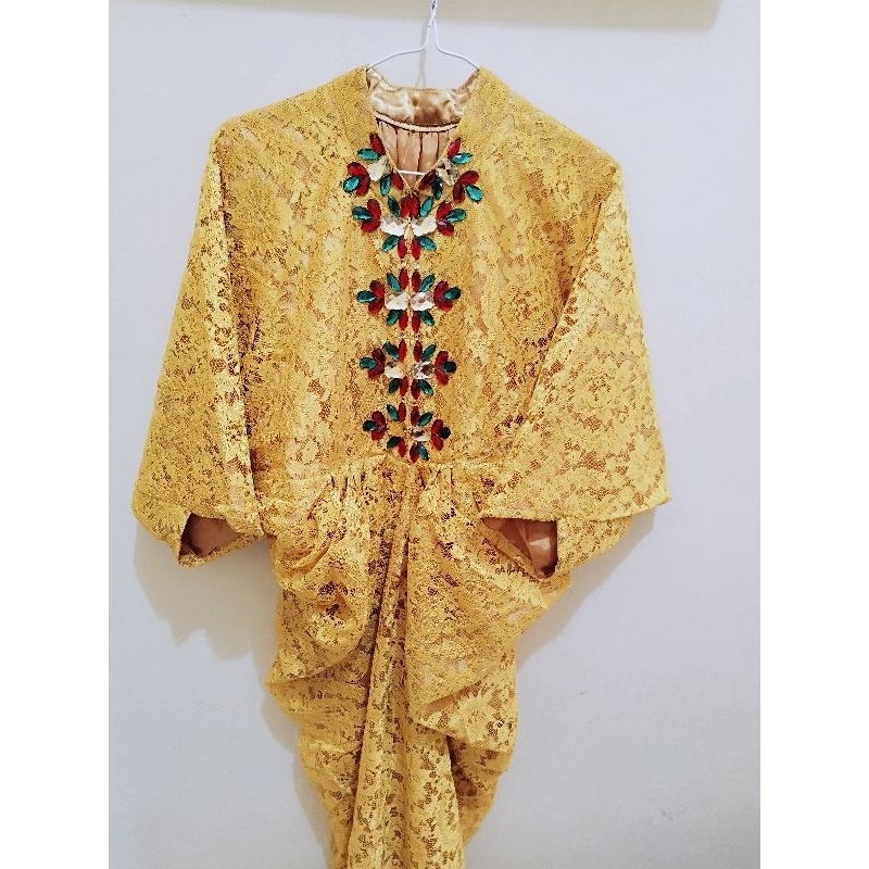 Kaftan Wanita Brokat Premium Kuning Preloved