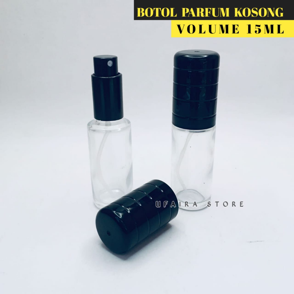 Botol Parfum Kosong 15ml Drat Ulir Tutup hitam