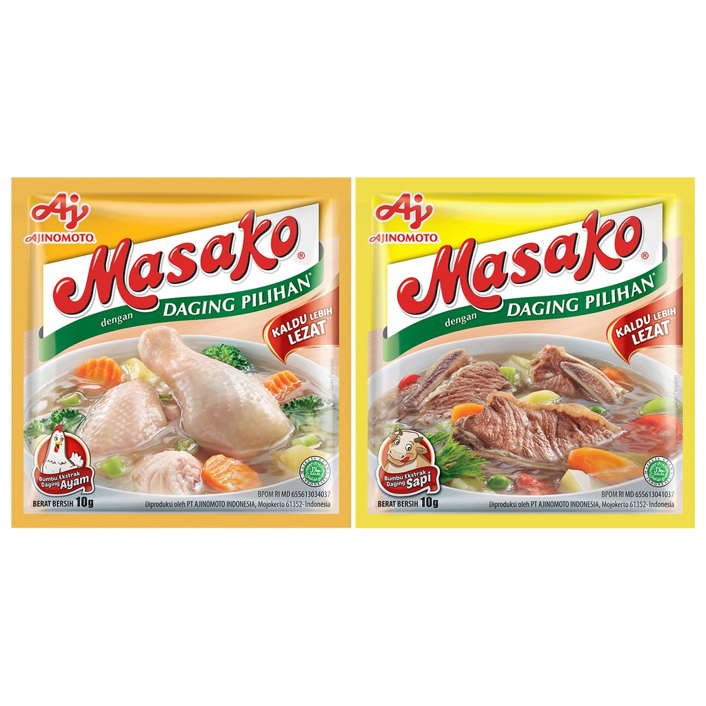 

Masako Ayam dan Sapi Bumbu Kemasan (1 Renceng=12 Sachet)