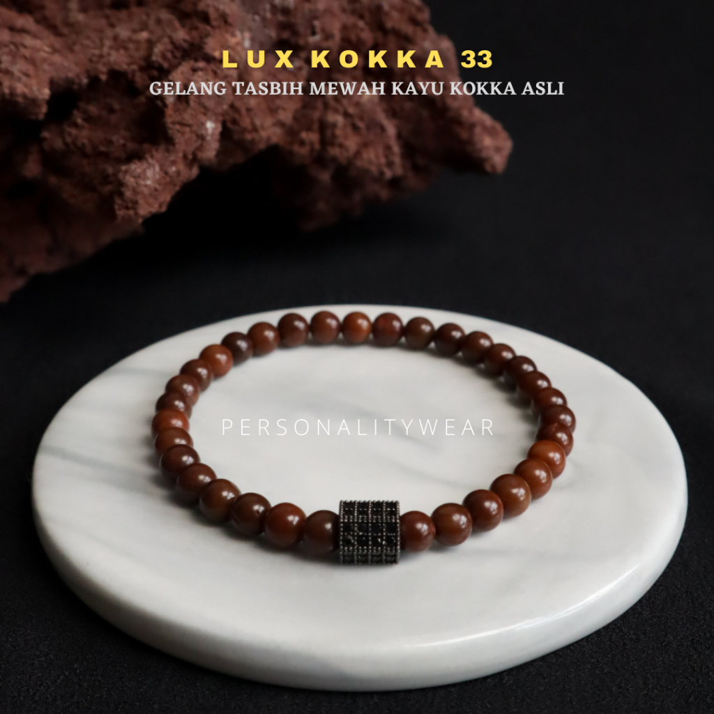 Happy Tuummy Lux Kokka - Gelang Tasbih Kayu Kokka Koka Kaokah Kaukah 33 Butir Pria Wanita Keren