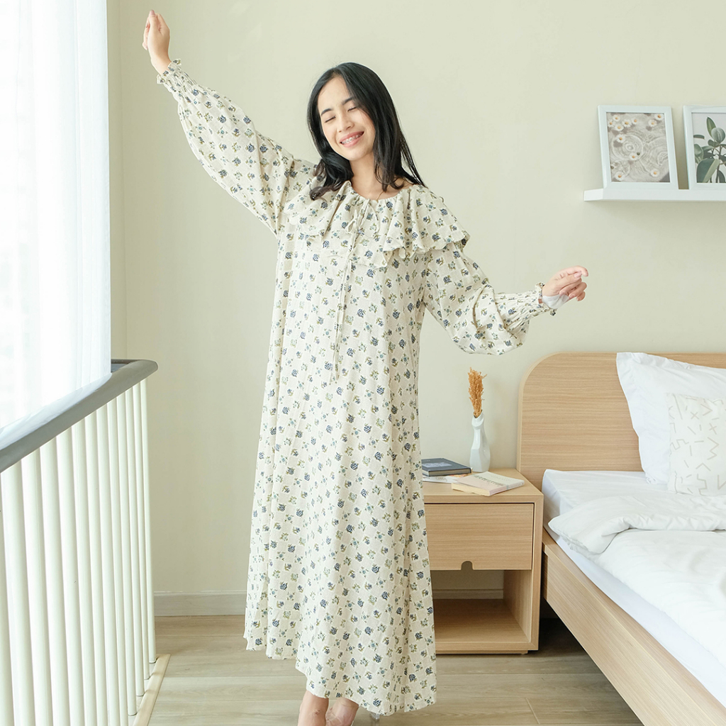 Ladybydiana KALUNA LONG DAILY WEAR Dress Ala Korea Bahan Katun Rayon Busui Friendly