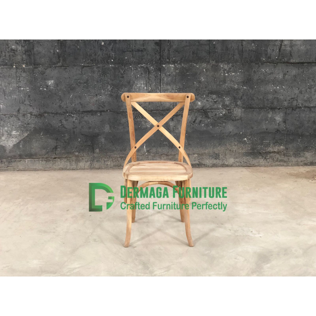KURSI SILANG DUDUKAN GAMBANGAN KAYU JATI CROSBACK DEKORASI PELAMINAN MAKAN PENGANTIN PERNIKAHAN AKAD