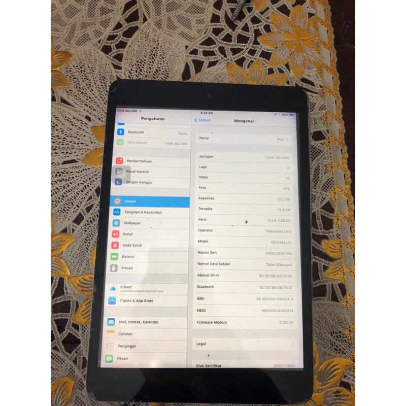 mesin ipad mini 1 lupa icloud