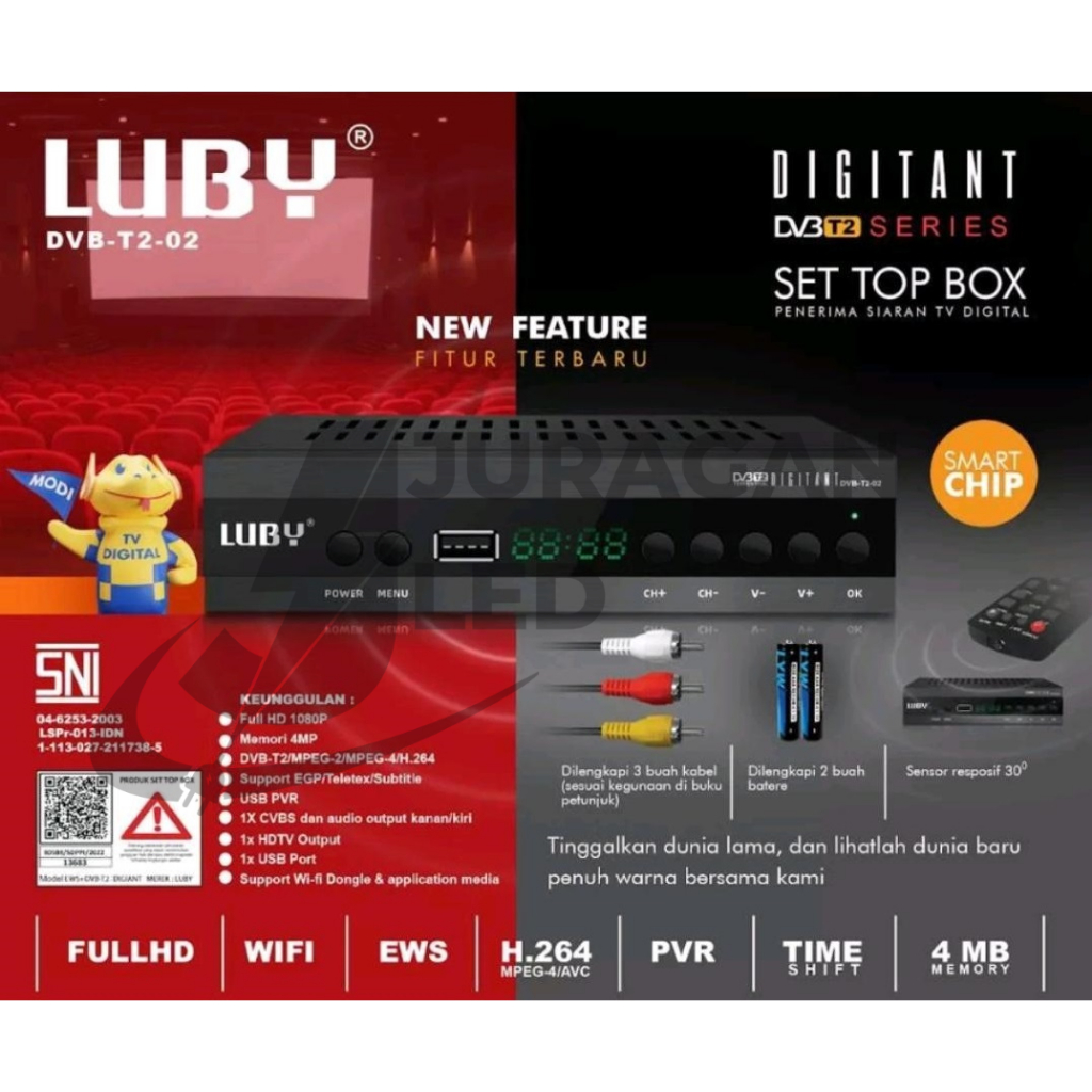 d'Bezt LUBY DVB T2 01&02 Set Top Box TV Siaran Digital Receiver STB Bisa Youtube Drbu