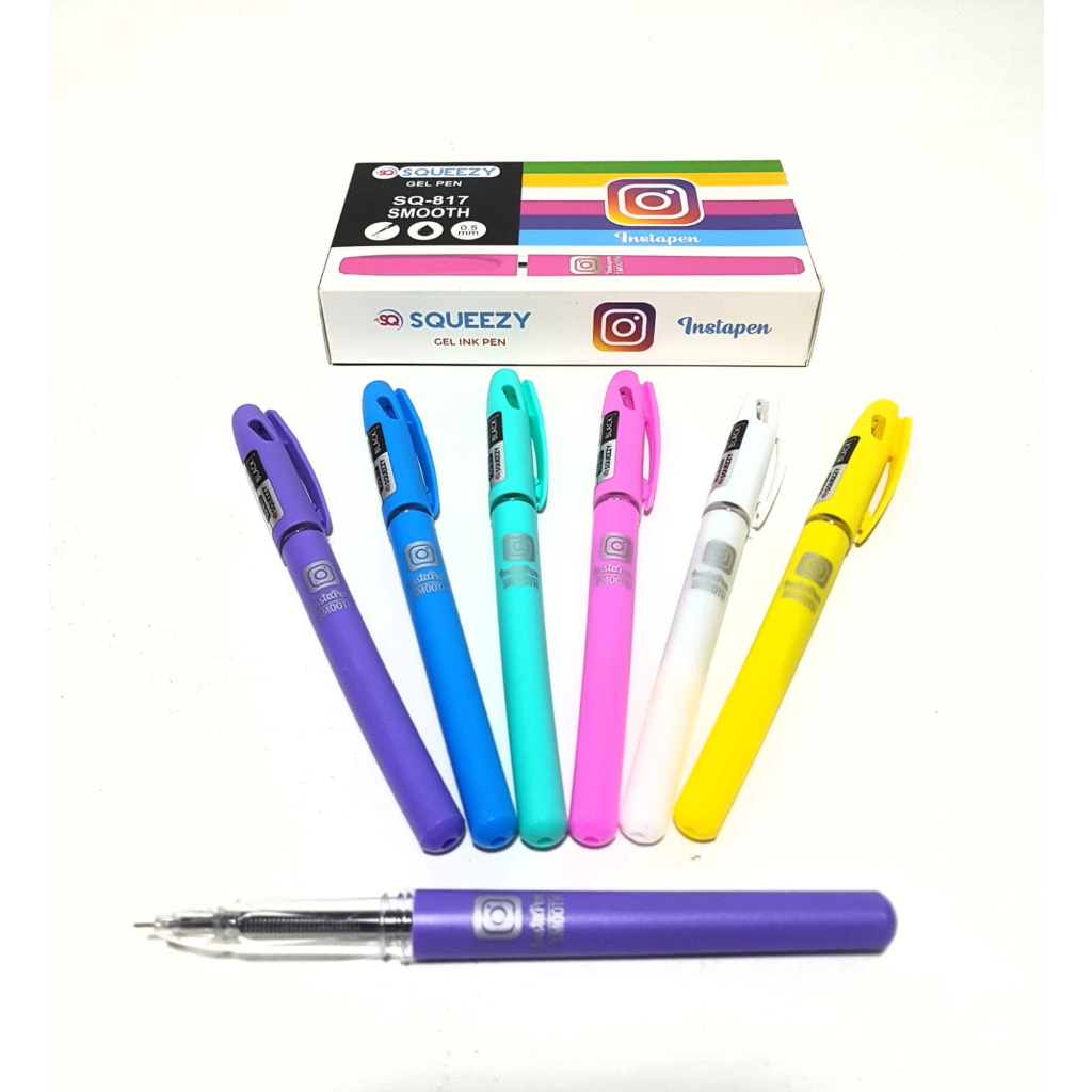 

Harga Grosir ( 1DUS/12KOTAK/144PCS ) Pulpen Gel SQ-817 INSTAPEN 0.5mm SQUEEZY