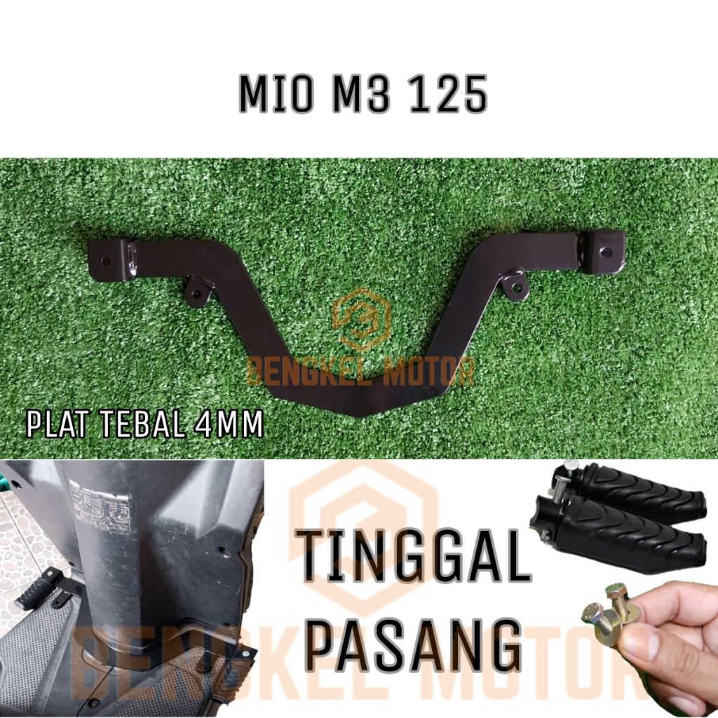 PIJAKAN KAKI MODEL PLAT BASTEP FOOTSTEP DEPAN MIO M3 FULLSET TINGGAL PASANG