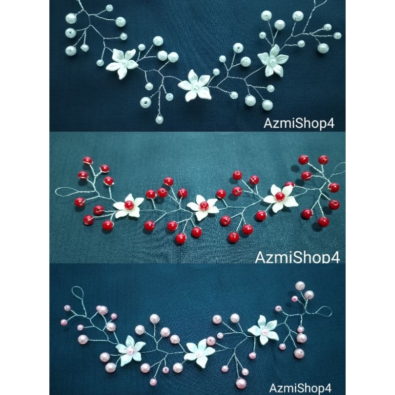 Headpiece Mutiara Bunga Ukuran Pendek - Mahkota Murah - Aksesoris Hijab - Hiasan Wedding