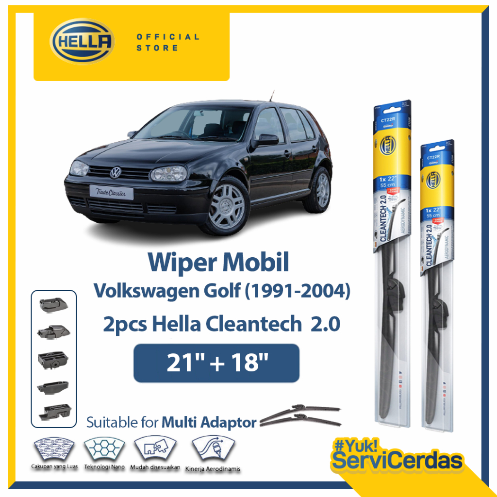 Wiper Mobil VW GOLF 1991-2004 (21”+18”) - HELLA Cleantech 2.0