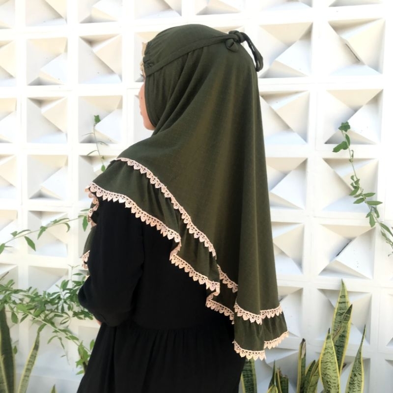 hijab kerut dahi jersey/hijab instan kerut dahi renda simpel original doa ibu