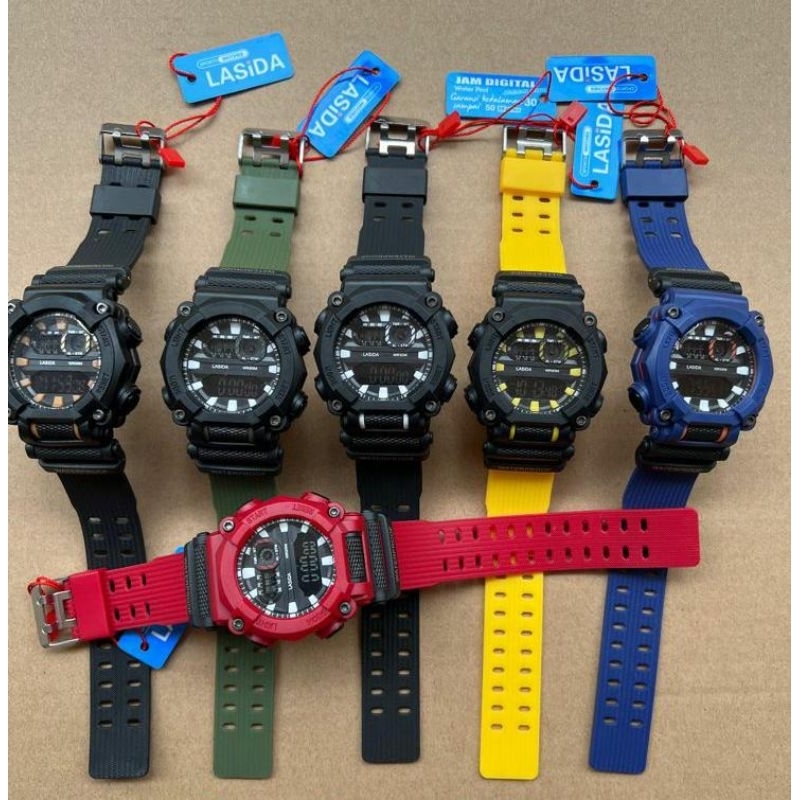 (COD) Jam Tangan Pria Lasida Digital Strap Karet Tahan Air