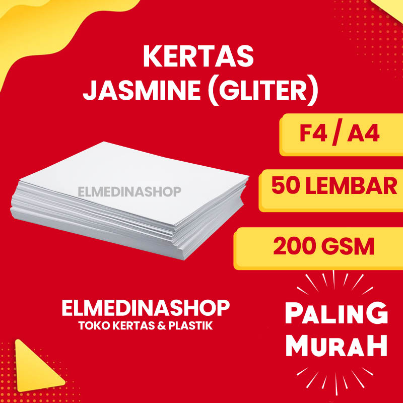 

50 Lembar Kertas Jasmine Jasmin Glitter 200gsm F4 / A4 / A5 Undangan Sertifikat Kerajinan Kartu Nama Paper Flower Putih 210 220 230 gsm