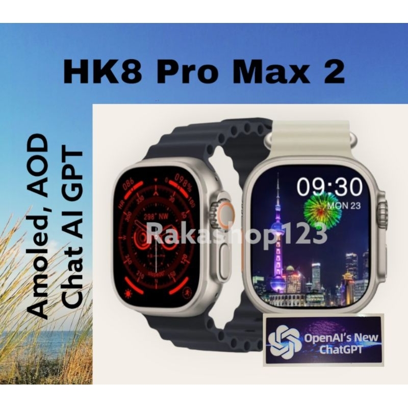 HK8 Pro Max Gen 2 Ultra AI ChatGPT Smartwatch, AMOLED, AOD, Latest Updates, Compass, GPS, Bluetooth 