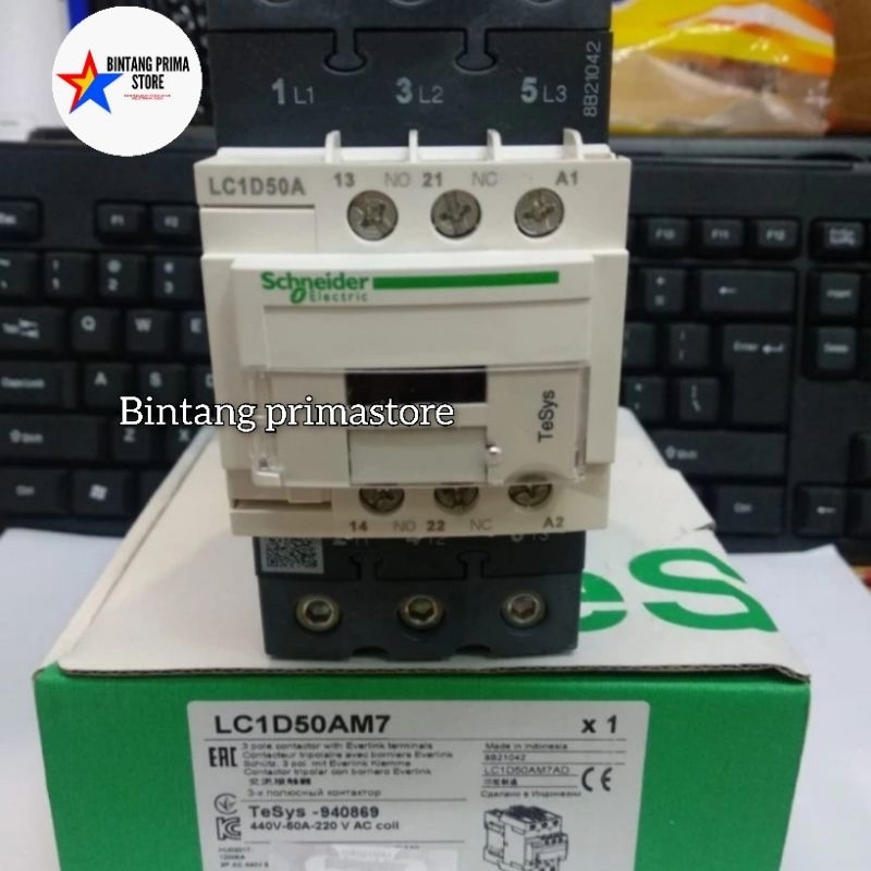 Kontaktor/comtactor tipe LC1D50A merk Schneider 50A 3P