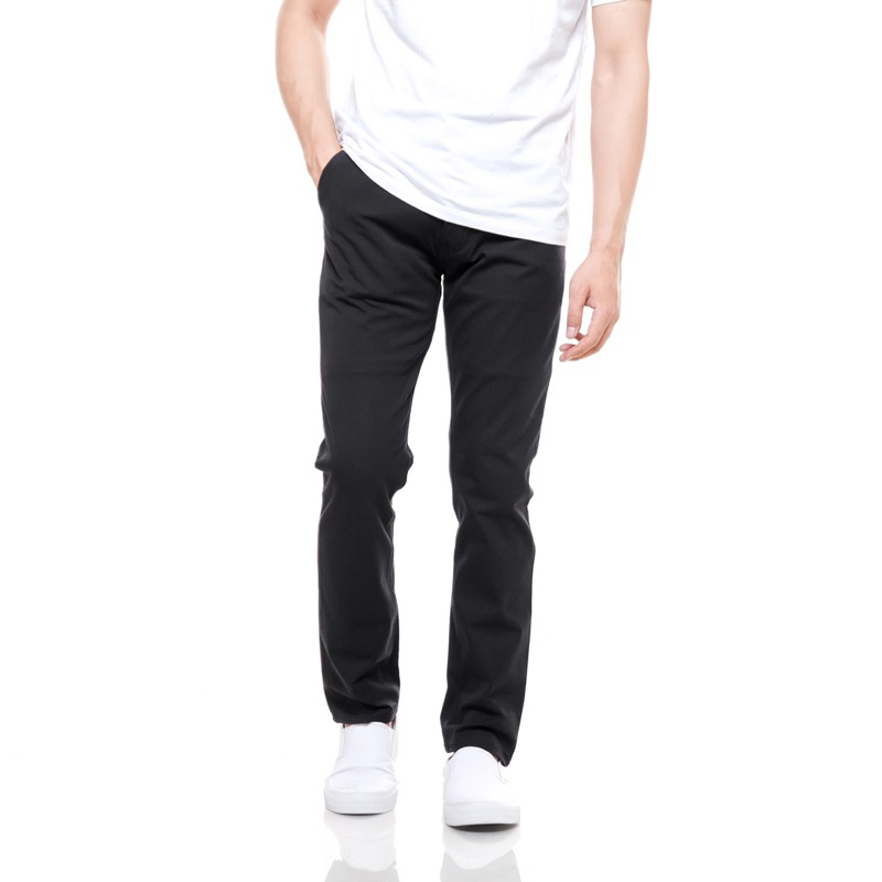 CELANA CHINO PRIA SLIM FIT STRETCH CASUAL FORMAL HITAM