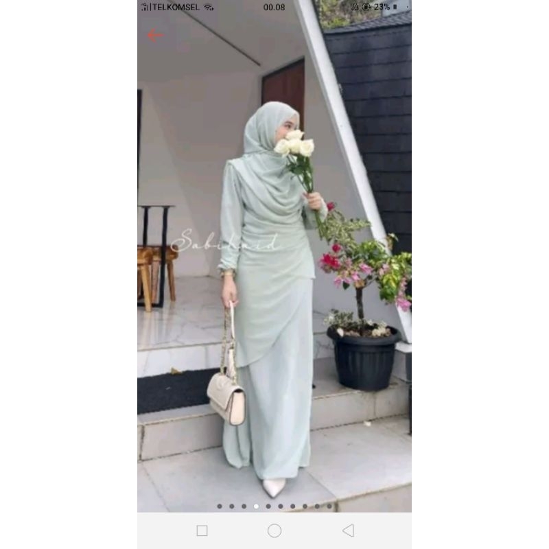 (FREE PASHMINA) preloved sabiha preloved fayre dress soft mint size S