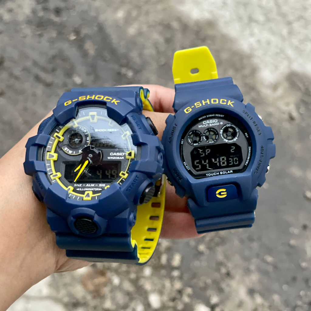 COUPLE MURAH  JAM TANGAN G SHOCK GA110 RUBBER BIRU NAVY KUNING RECOMMENDED - BS BYR DITEMPAT [COD]