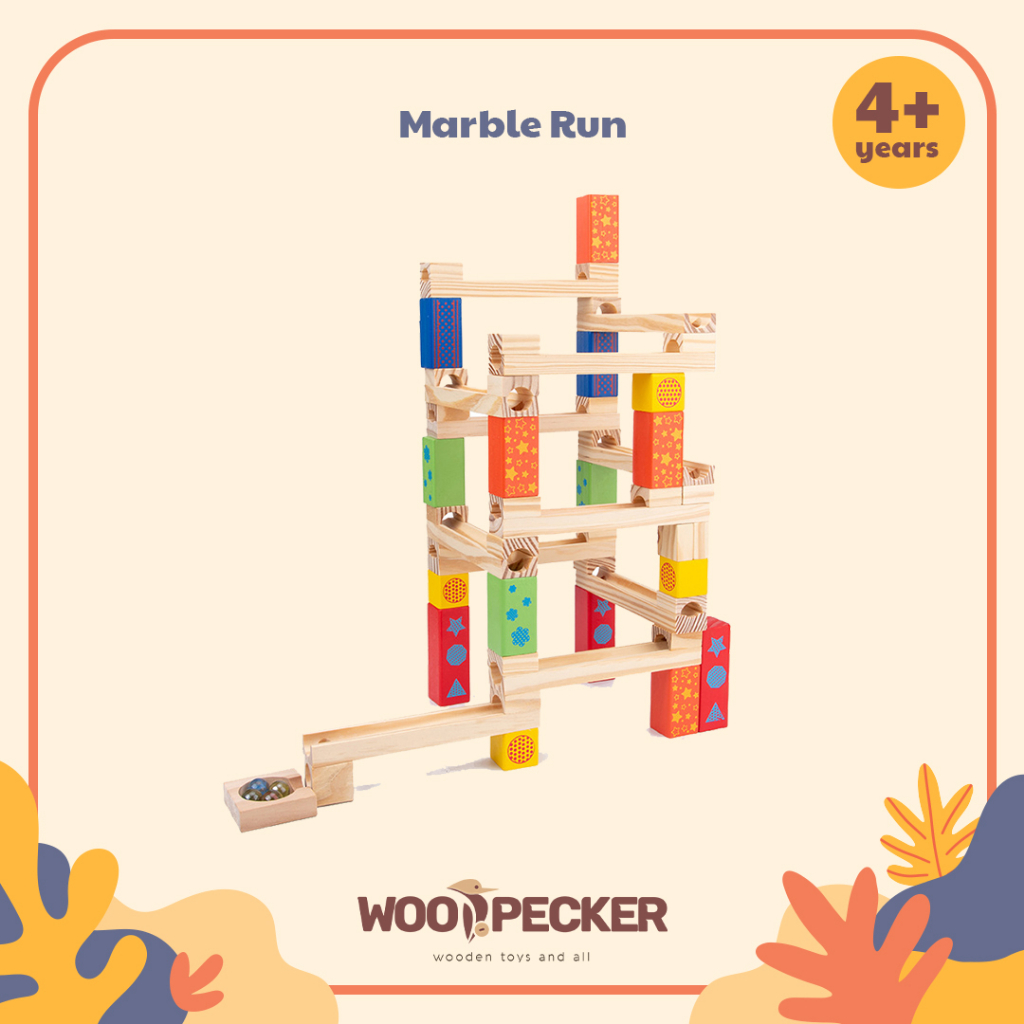 Woodpecker - Mainan marble run wooden kelereng kayu edukasi anak