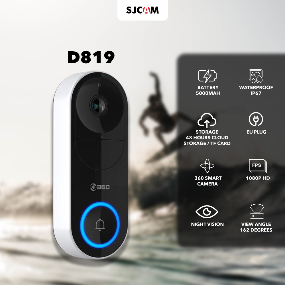 D819 360 Smart Doorbell IP Smart home camera QIHOO Camera CCTV WIFI AI Face Recognition kamera keamanan bel pintu tanpa kabel view on smartphone