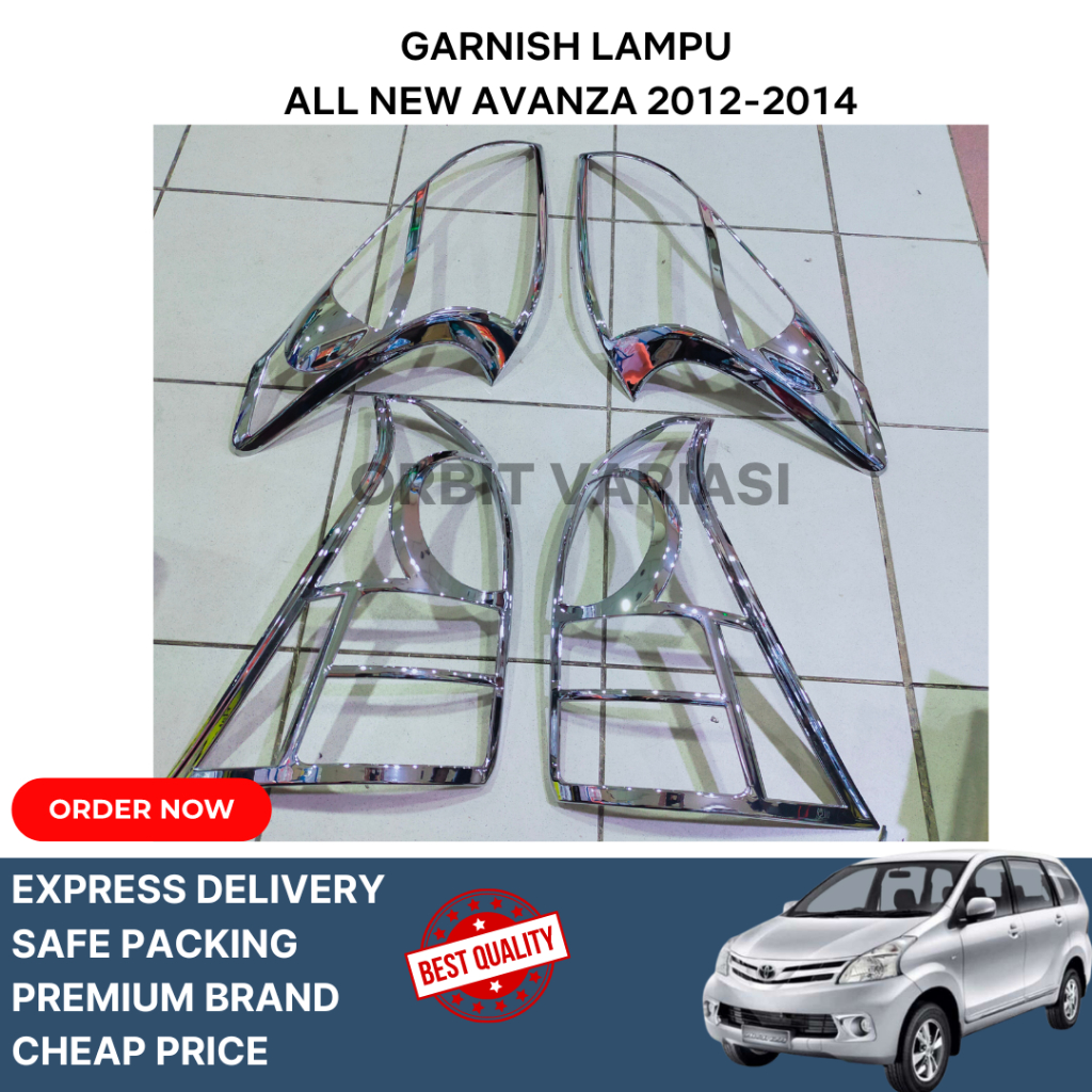 GARNISH LAMPU DEPAN BELAKANG ALL NEW AVANZA 2012-2014 CHROME