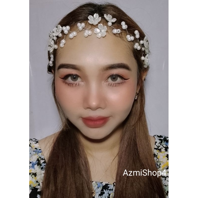 Headpiece Mutiara Bunga Putik Silver - Mahkota Murah - Aksesoris Hijab - Hiasan Wedding