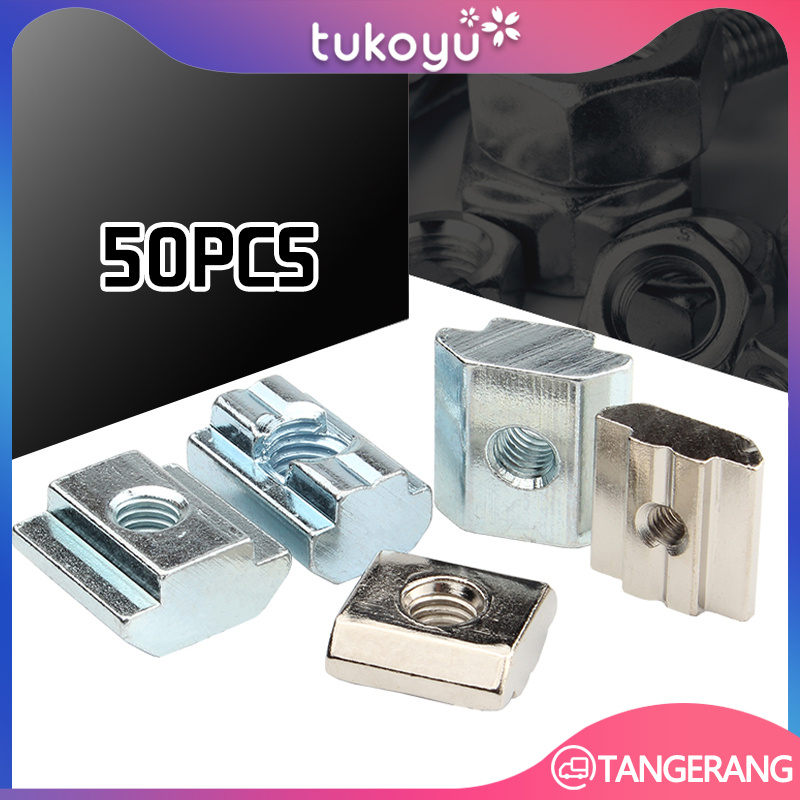 T Sliding Nut M5 50pcs/T Sliding Nut Untuk Aluminium Profile/T Sliding Nut Zin-Plated Carbon Steel