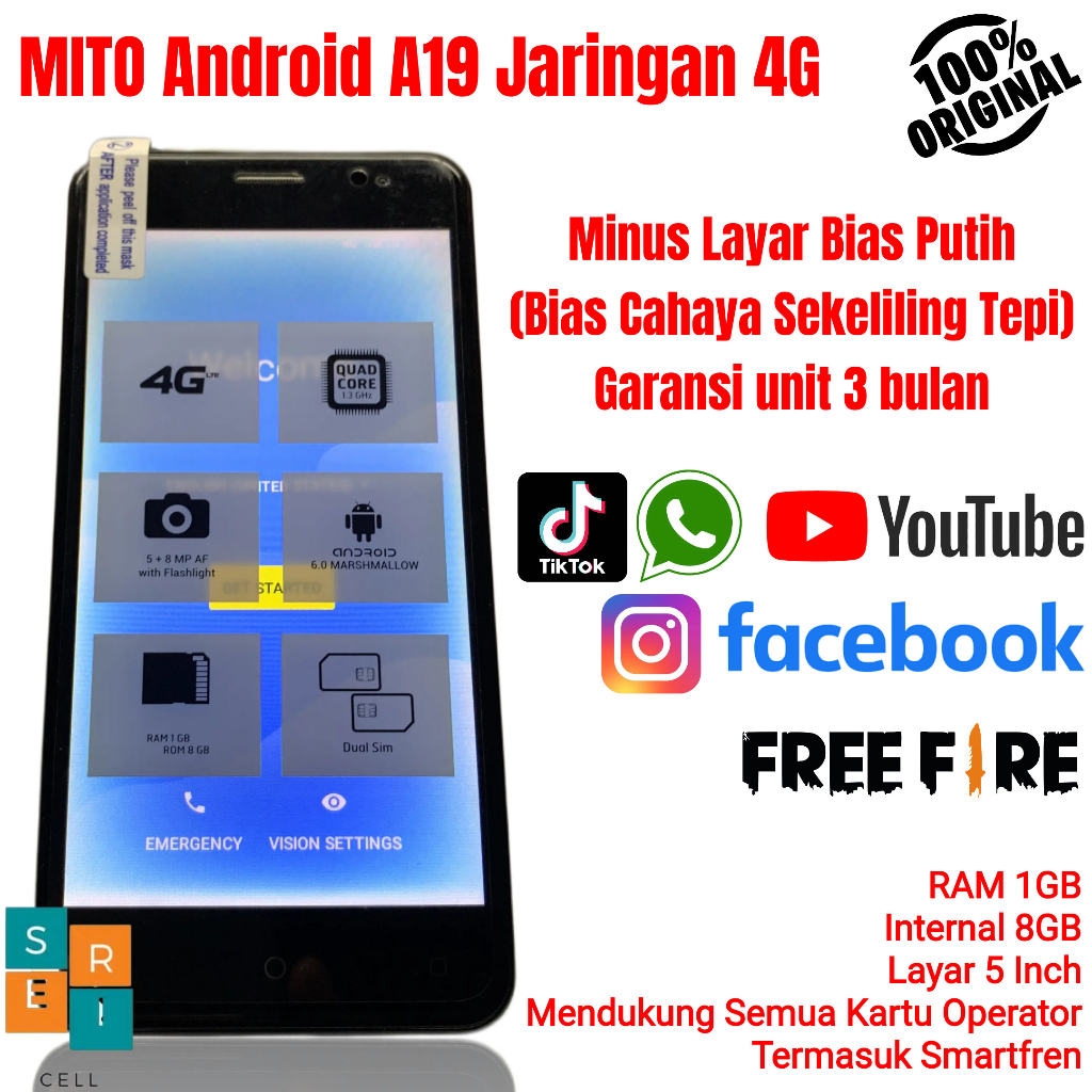 HP MITO Android A19 Jaringan 4G Promo MINUS LCD Bias Cahaya