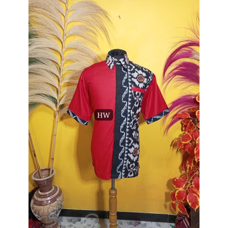 KEMEJA TENUN PRIA KOMBINASI