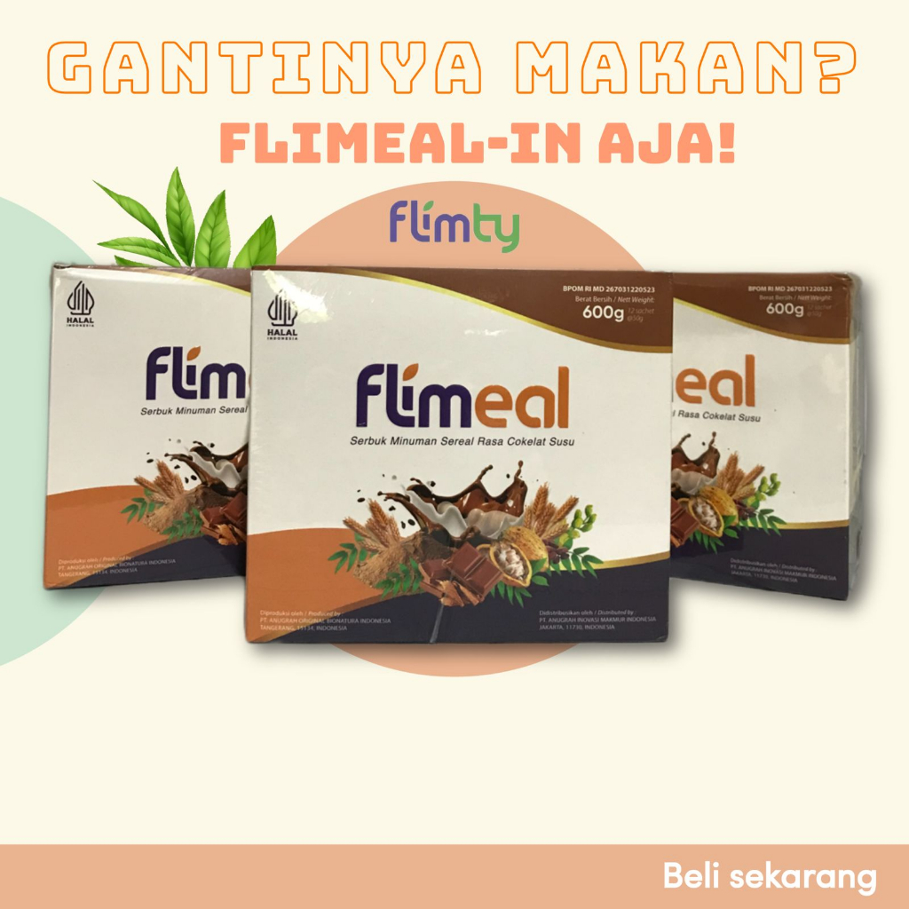 

Flimeal Flimty Pengganti Sarapan isi 12 Saset Sachet Rasa Cokelat Susu