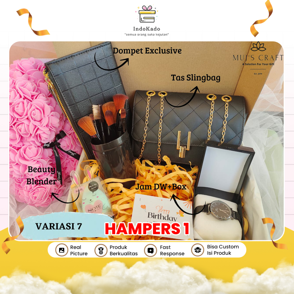 Hampers Kado Cewek Giftset Gift Box Beauty Blender Spoons Brush Make Up Miniso Hadiah Anniversary Wi
